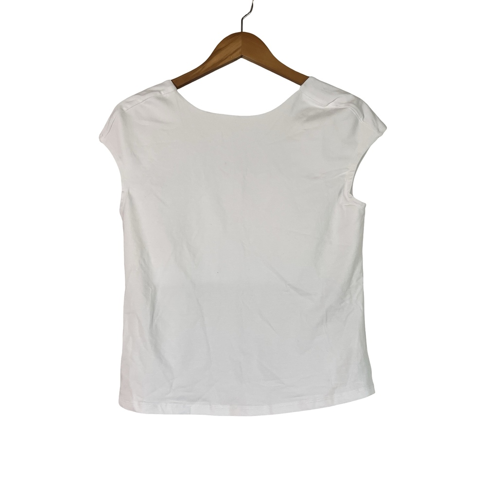 A693032 Me by Jennie Garth Marie Boatneck Cap Sleeve Tee White M